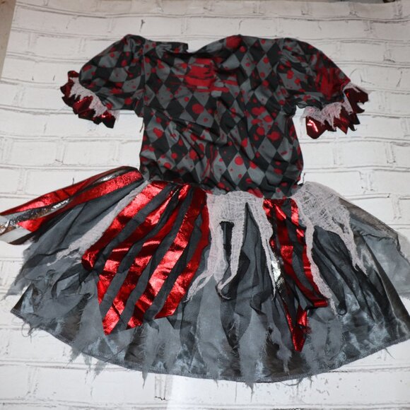 Big Kids XL Girls Scary Clown Dress Halloween Costume - Picture 2 of 6